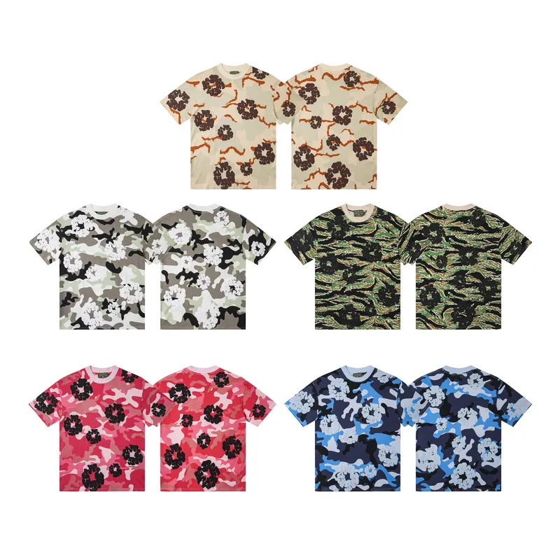 D316# ​​Top P132 D317# Pants P136 DENIM TEARS Kapok European and American fashion brand high quality correct version foam flocking camouflage printed short-sleeved suit Color Camouflage blue Camouflage powder Camouflage gray Camouflage apricot Camouflage green Size S-XL